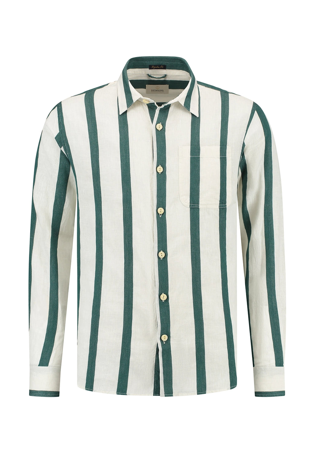 DSTREZZED MILLER LINEN COTTON MIX WIDE STRIPE L/S SHIRT 303806