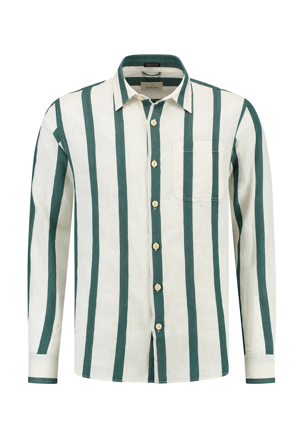 DSTREZZED MILLER LINEN COTTON MIX WIDE STRIPE L/S SHIRT 303806