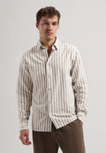 DSTREZZED PHILLIP LINEN COTTON MIX STRIPE L/S SHIRT 303928