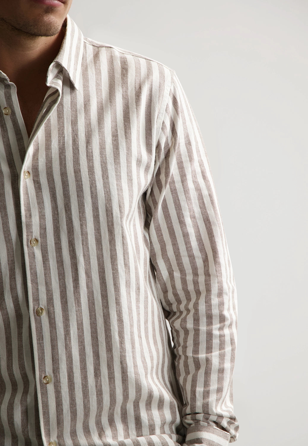 DSTREZZED PHILLIP LINEN COTTON MIX STRIPE L/S SHIRT 303928