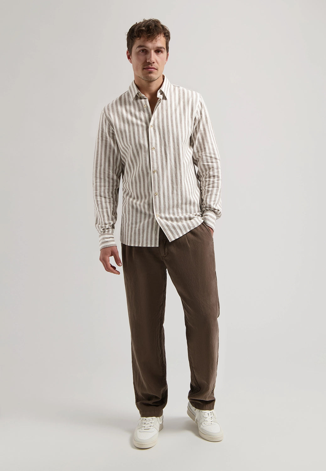 DSTREZZED PHILLIP LINEN COTTON MIX STRIPE L/S SHIRT 303928