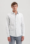 DSTREZZED PHILLIP LINEN COTTON MIX STRIPE L/S SHIRT 303928