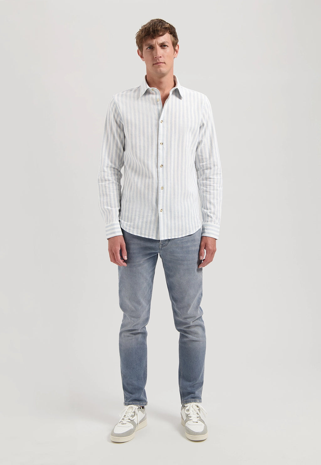 DSTREZZED PHILLIP LINEN COTTON MIX STRIPE L/S SHIRT 303928