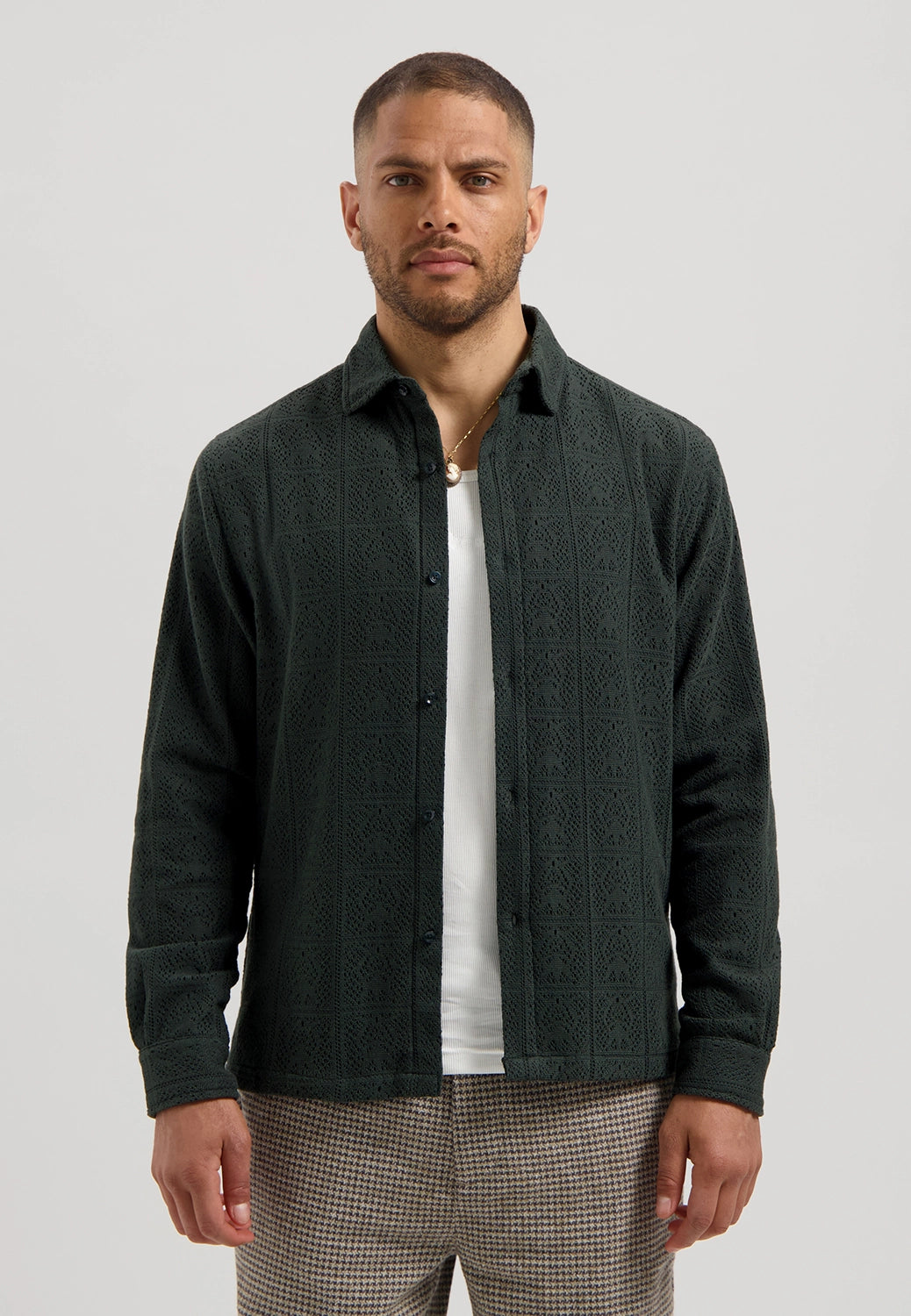 DSTREZZED DELAN COTTON MIX LACE LOOK SHIRT 303976