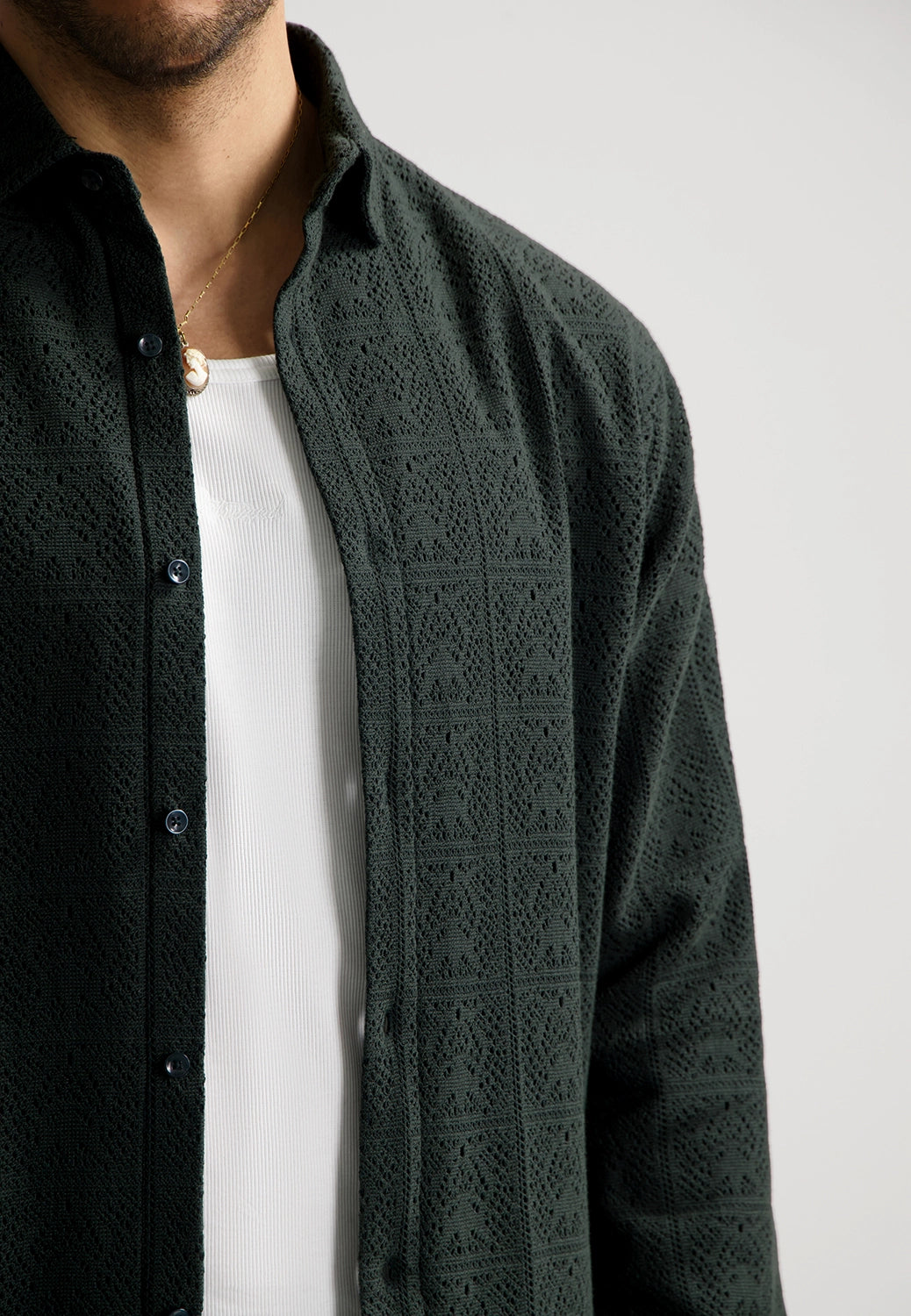 DSTREZZED DELAN COTTON MIX LACE LOOK SHIRT 303976