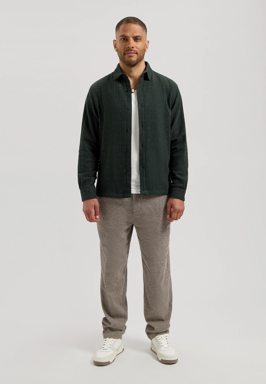 DSTREZZED DELAN COTTON MIX LACE LOOK SHIRT 303976