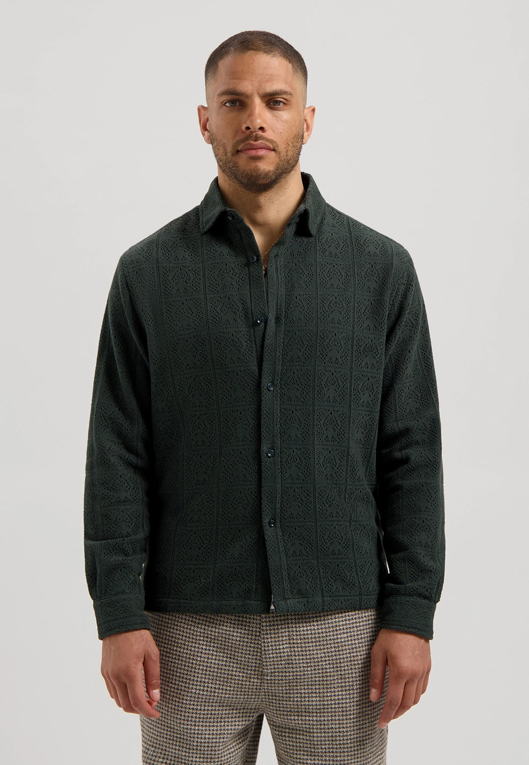 DSTREZZED DELAN COTTON MIX LACE LOOK SHIRT 303976