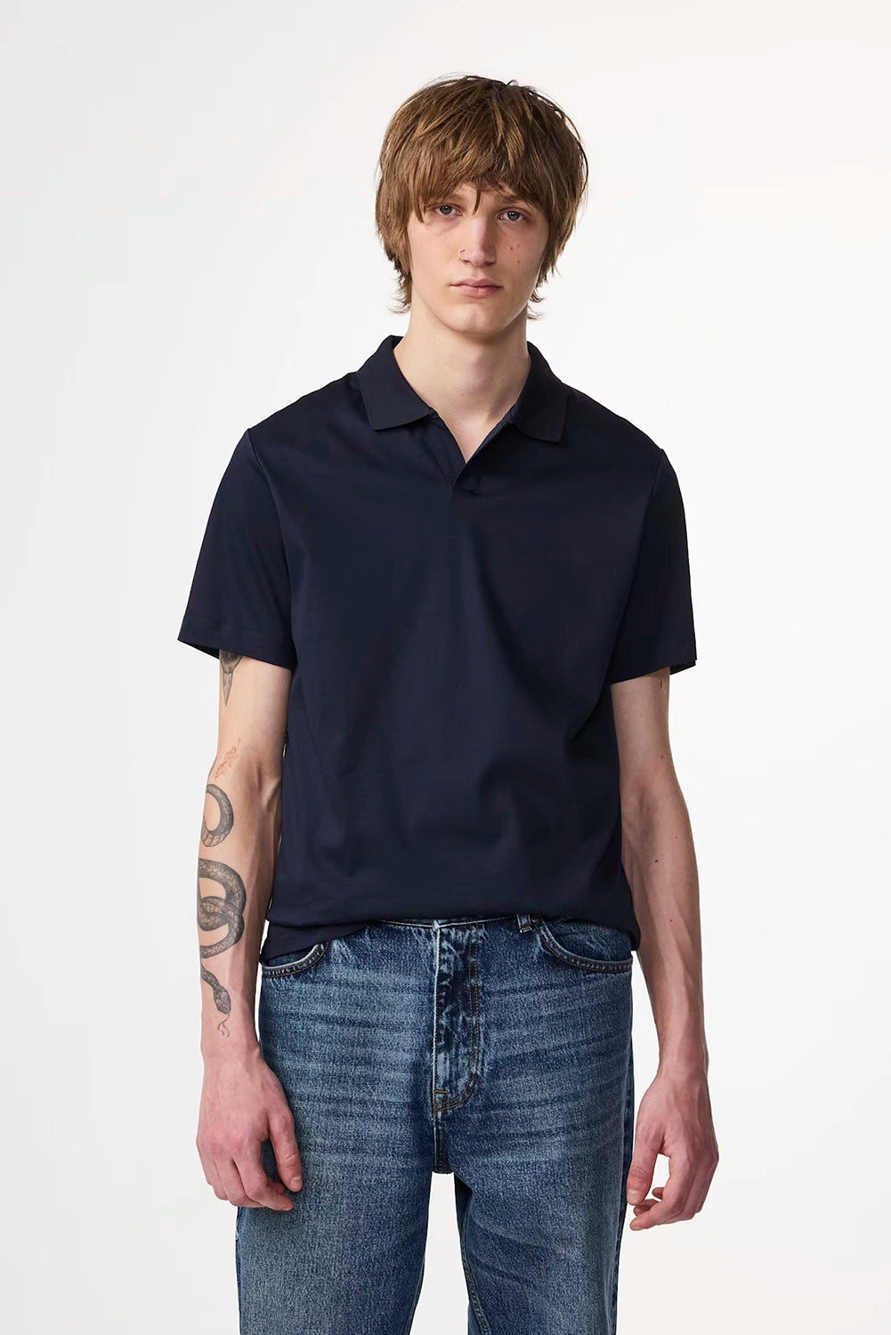 NN07 PAUL ORGANIC COTTON JERSEY OPEN COLLAR S/S POLO 3525