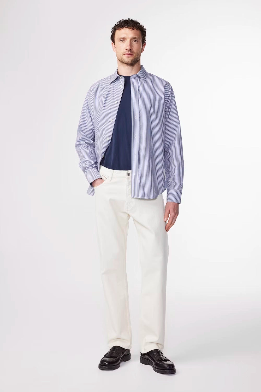 NN07 COLBY PIMA COTTON TENCEL STRIPE L/S SHIRT 5329