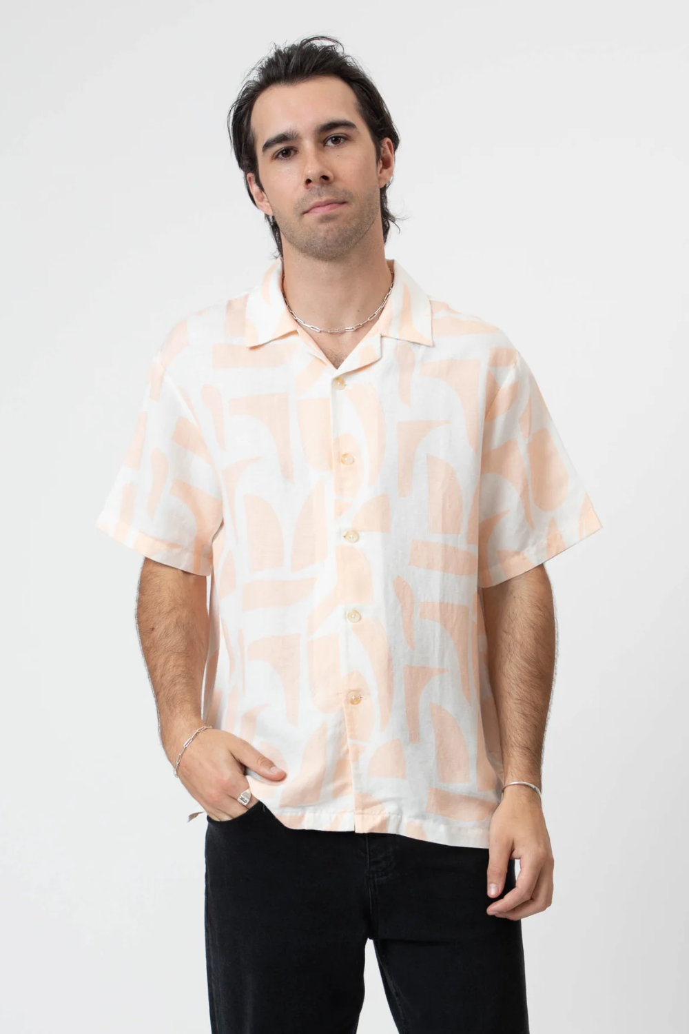 MR SIMPLE RAYBEAM S/S LINEN SHIRT M043144