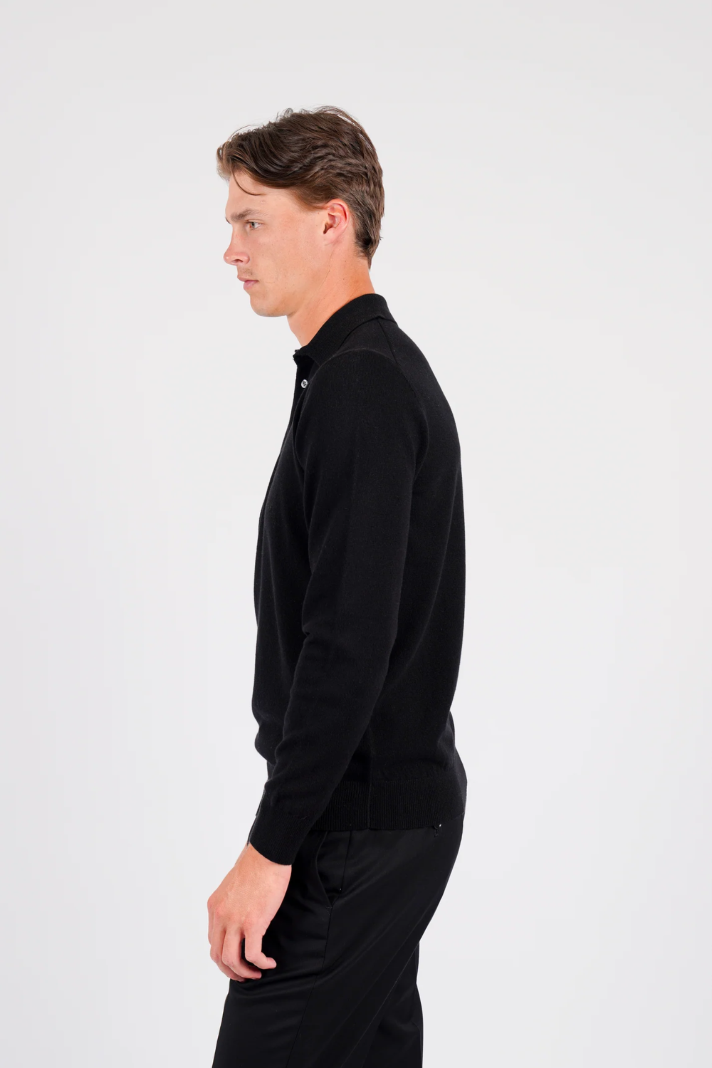 HARDY AMIES PURE MERINO WOOL L/S POLO
