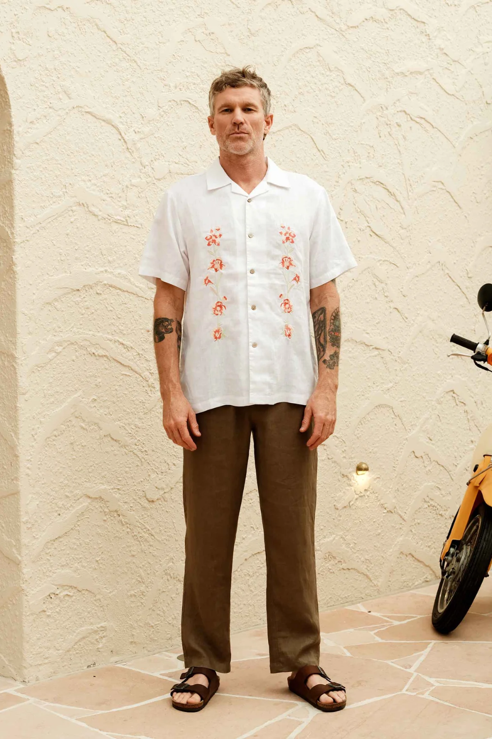 MR SIMPLE GARDEN STATE EMB LINEN S/S SHIRT M043603