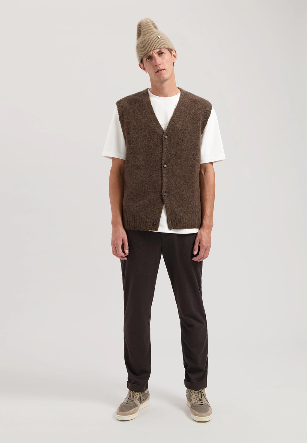 DSTREZZED HIGIN SPENCER ALPACA WOOL BLEND BUTTON VEST 405720