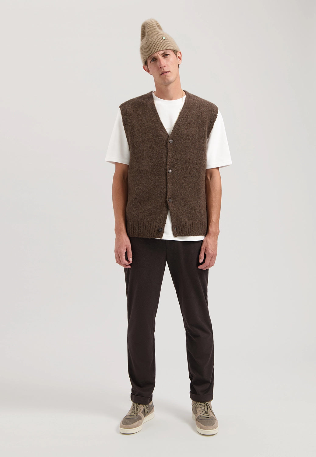 DSTREZZED HIGIN SPENCER ALPACA WOOL BLEND BUTTON VEST 405720