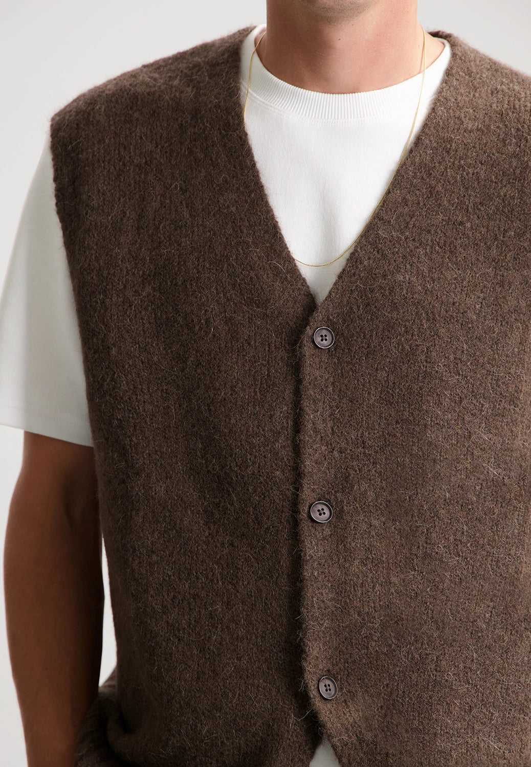 DSTREZZED HIGIN SPENCER ALPACA WOOL BLEND BUTTON VEST 405720