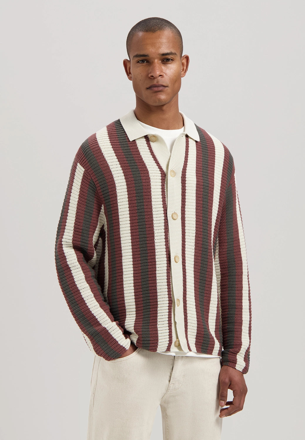 DSTREZZED PAR COTTON POLY KNITTED STRIPE SHIRT 405800