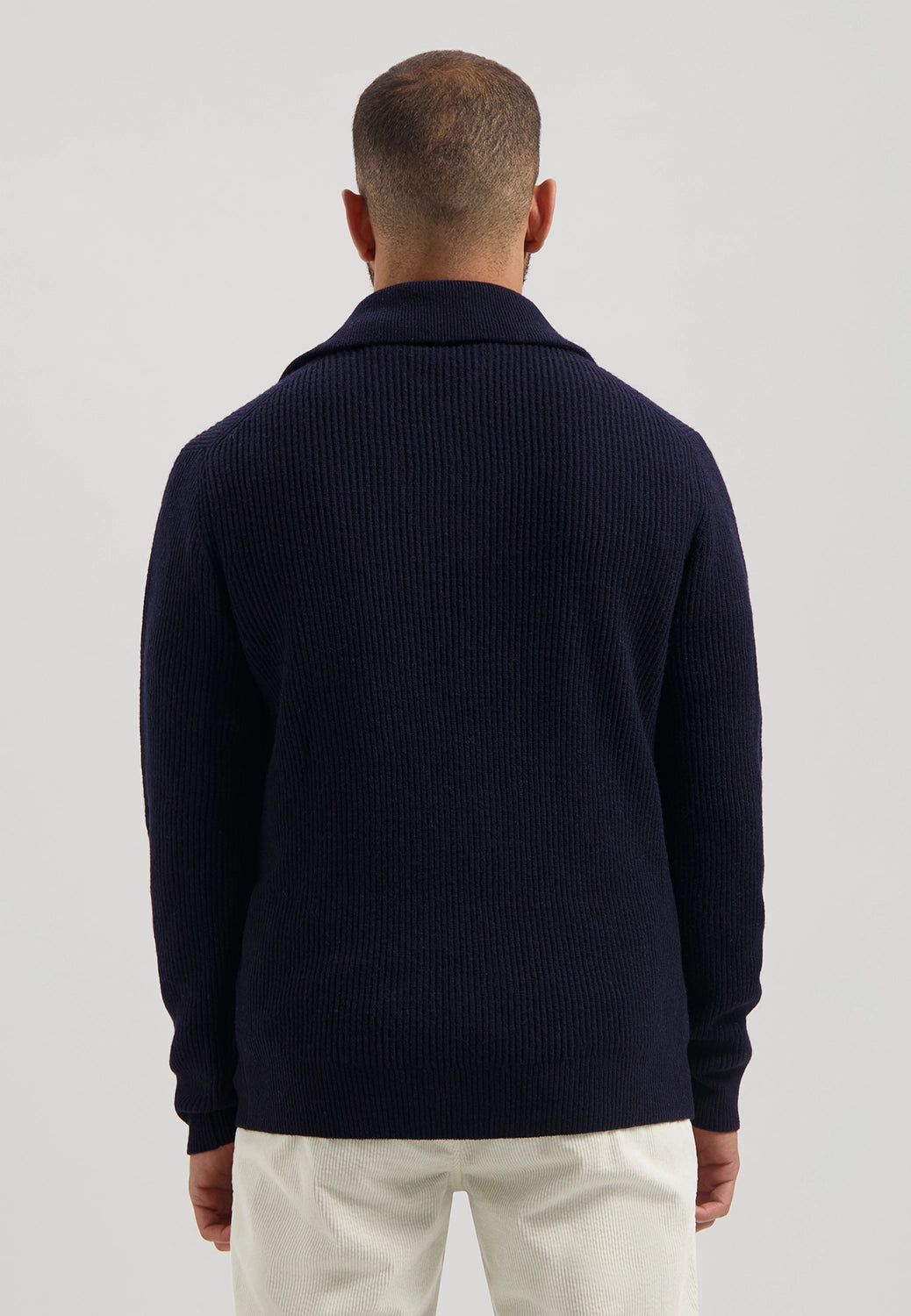 DSTREZZED STEFAN SKIPPER 100% WOOL RIBBED 1/4 ZIP KNIT 405939