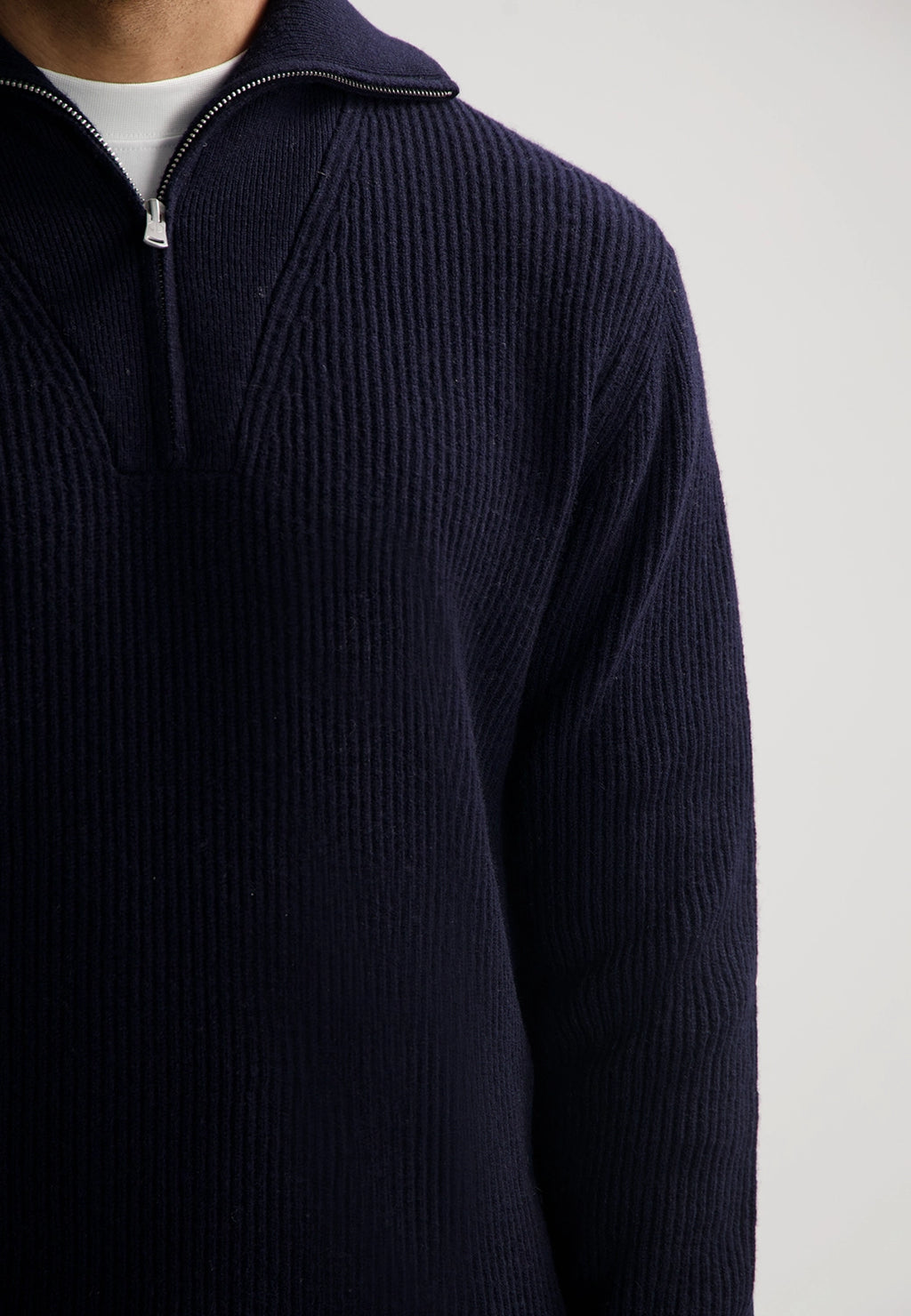 DSTREZZED STEFAN SKIPPER 100% WOOL RIBBED 1/4 ZIP KNIT 405939
