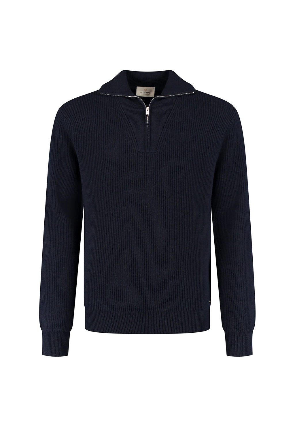 DSTREZZED STEFAN SKIPPER 100% WOOL RIBBED 1/4 ZIP KNIT 405939