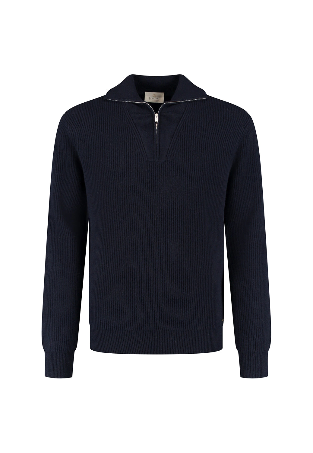DSTREZZED STEFAN SKIPPER 100% WOOL RIBBED 1/4 ZIP KNIT 405939