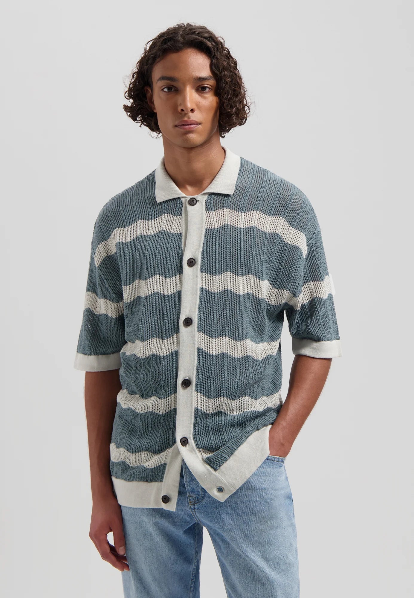 DSTREZZED TADEO STRIPED COTTON KNITTED S/S SHIRT 420066