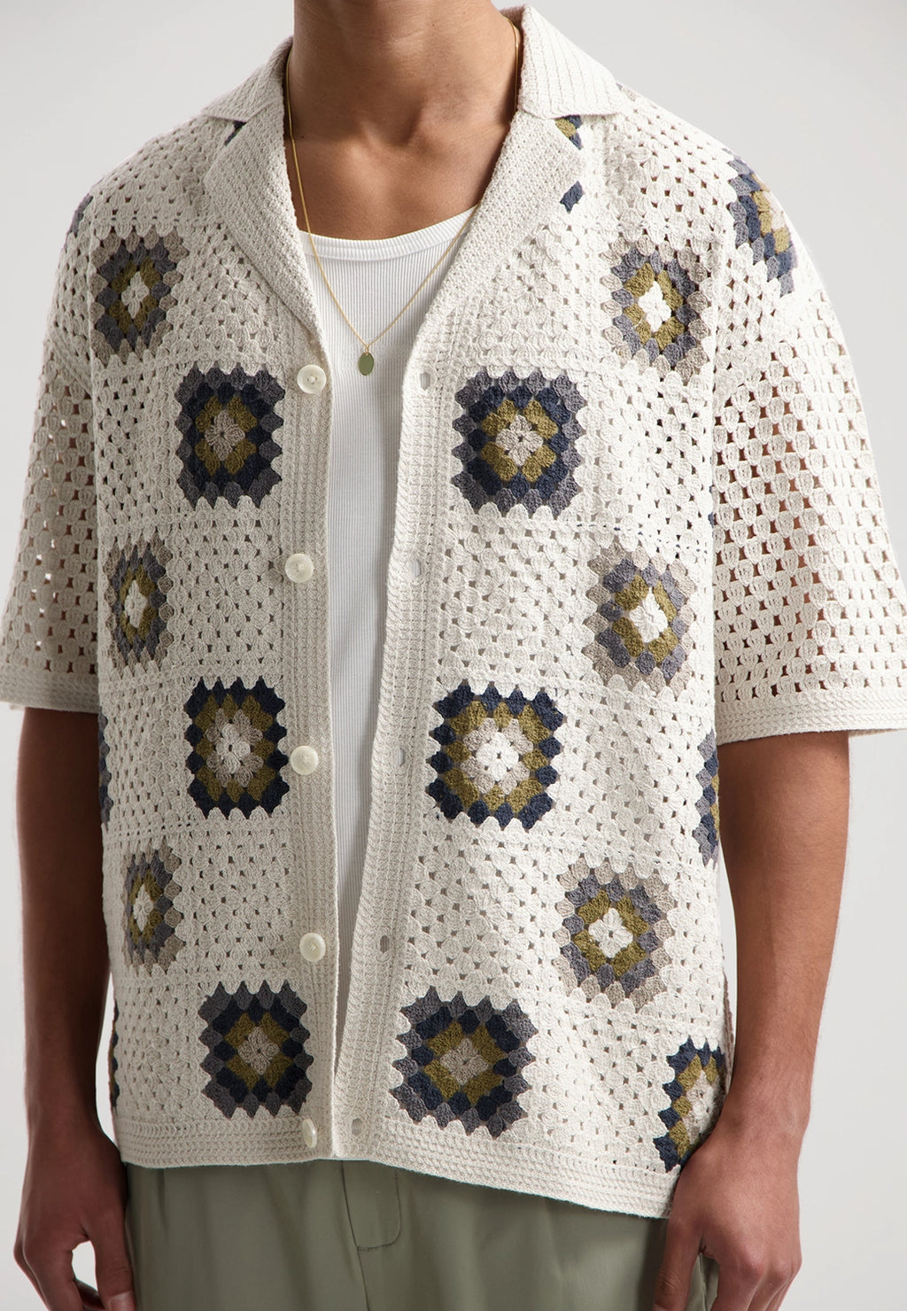 DSTREZZED LONELL COTTON MIX CROCHET S/S VEST 421000