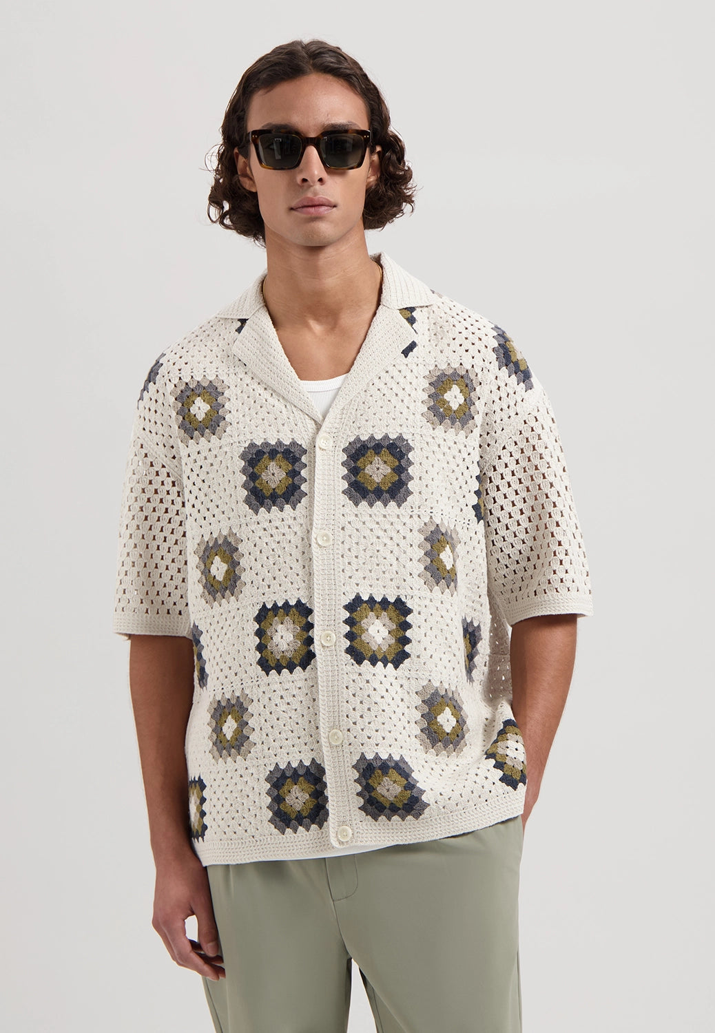 DSTREZZED LONELL COTTON MIX CROCHET S/S VEST 421000