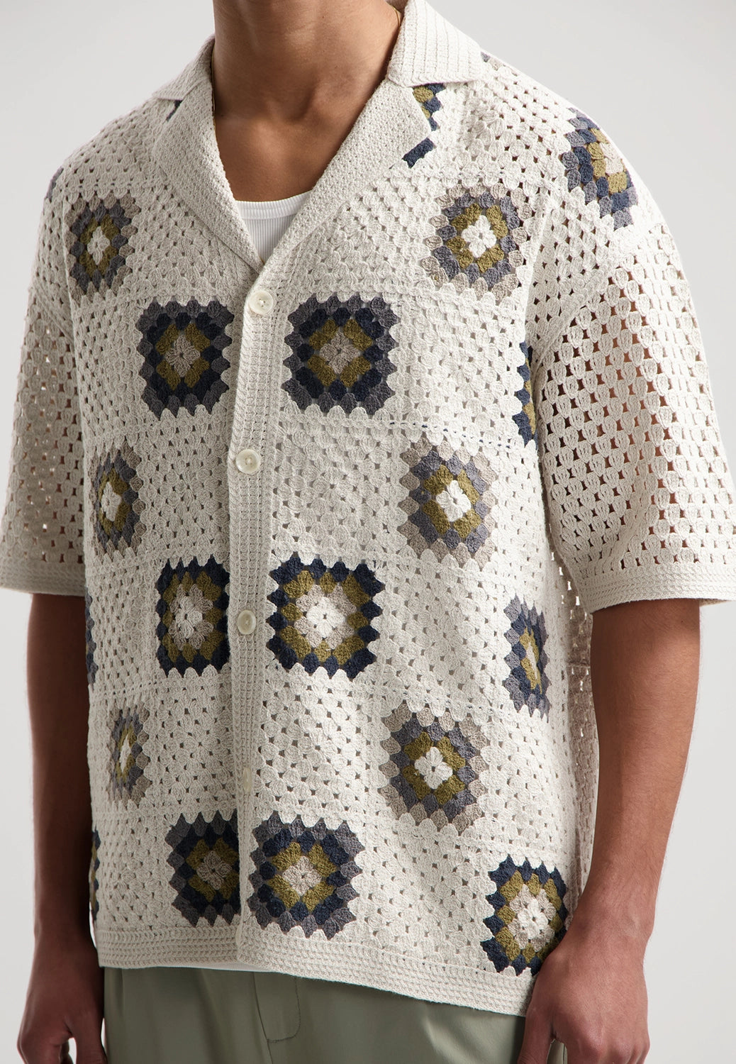 DSTREZZED LONELL COTTON MIX CROCHET S/S VEST 421000