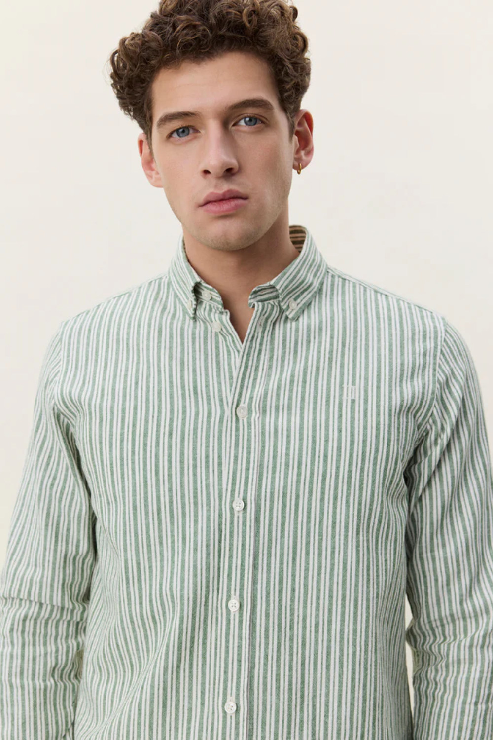 LES DEUX STRIPE COTTON LINEN L/S SHIRT 1001859