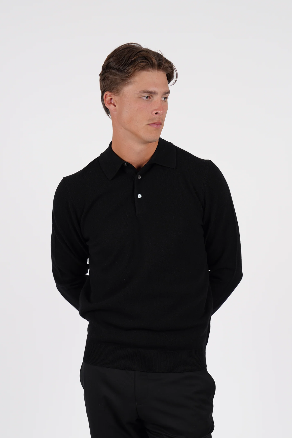 HARDY AMIES PURE MERINO WOOL L/S POLO