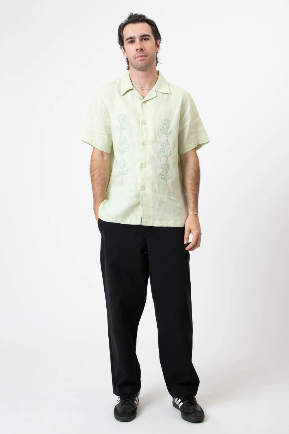 MR SIMPLE ROVER EMB S/S LINEN SHIRT M043143