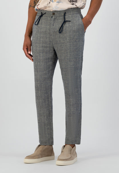 DSTREZZED LINEN CHECK LOOSE TAPERED BEACH PANT 501724