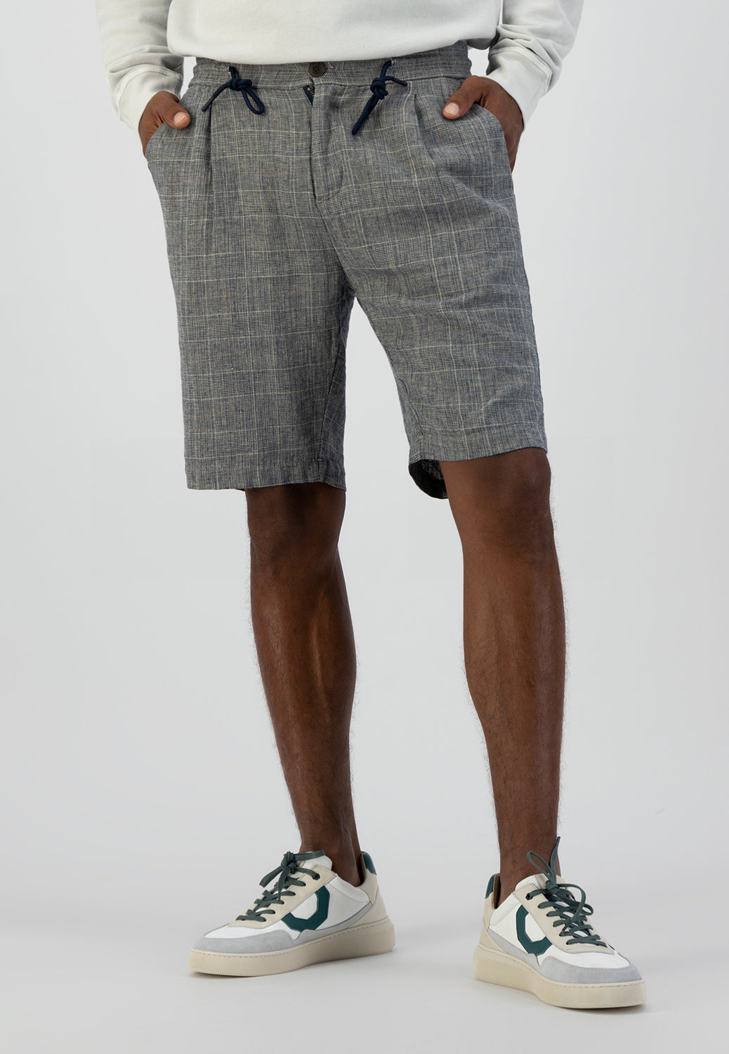 DSTREZZED LINEN CHECK BEACH SHORTS 515432