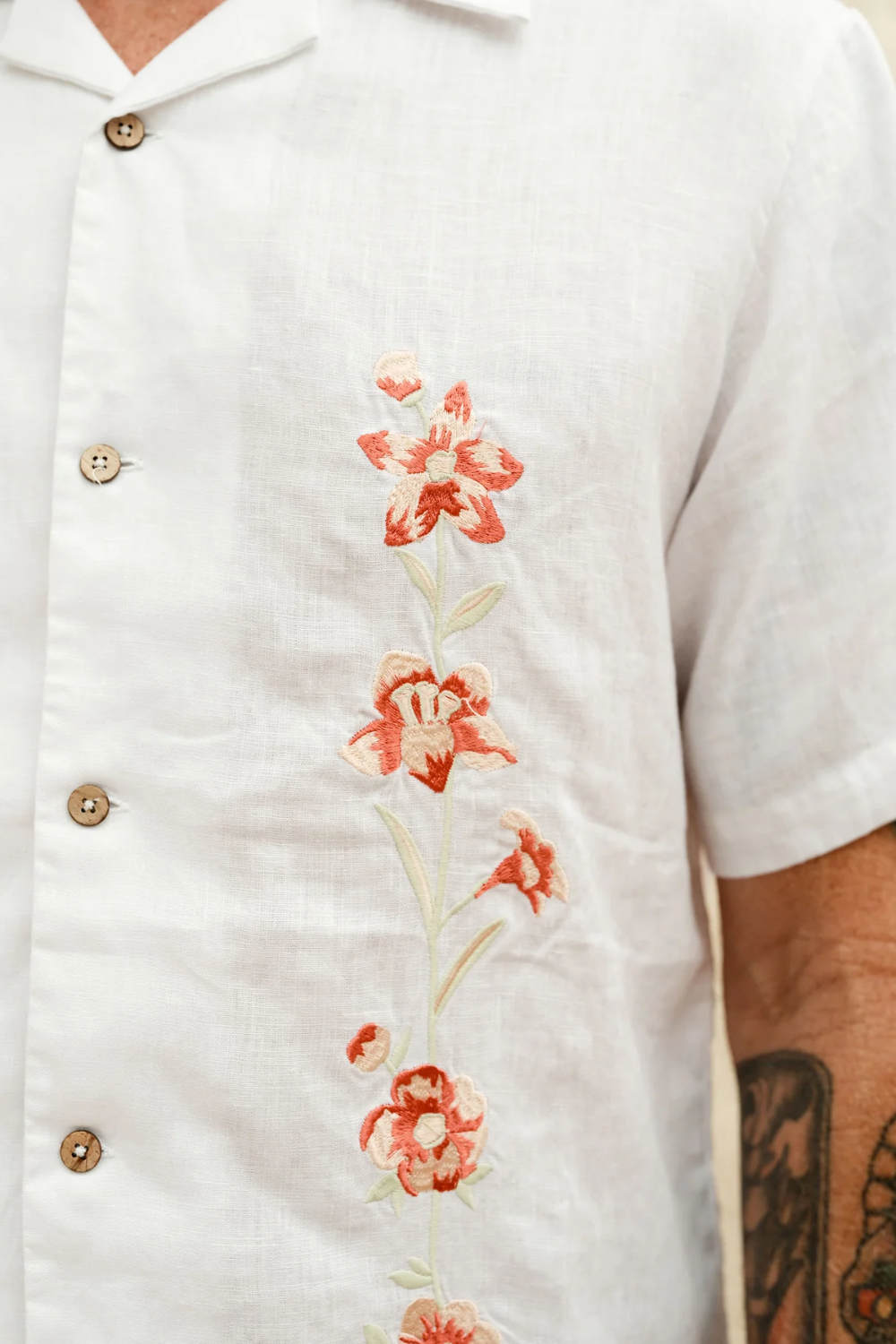MR SIMPLE GARDEN STATE EMB LINEN S/S SHIRT M043603