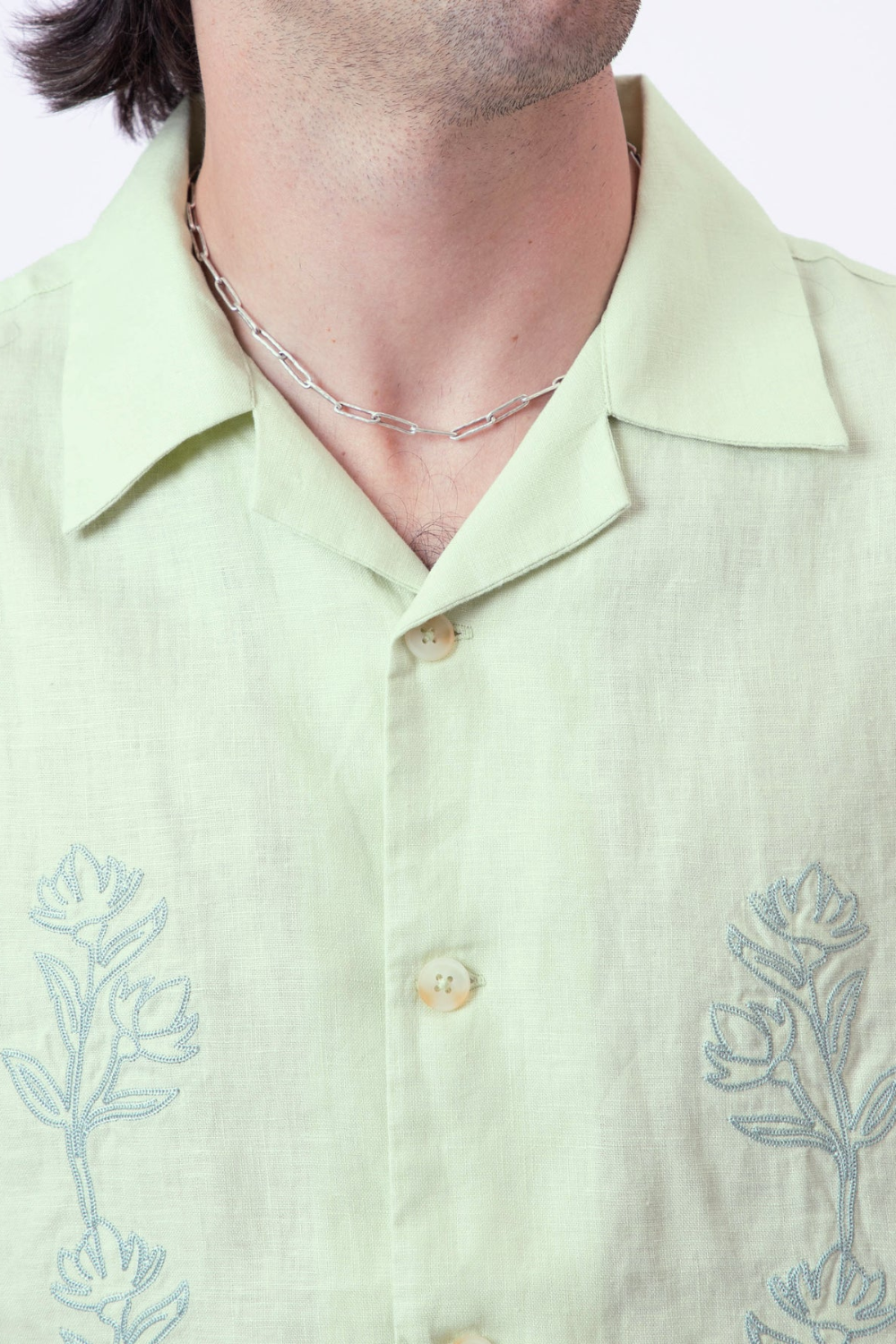 MR SIMPLE ROVER EMB S/S LINEN SHIRT M043143