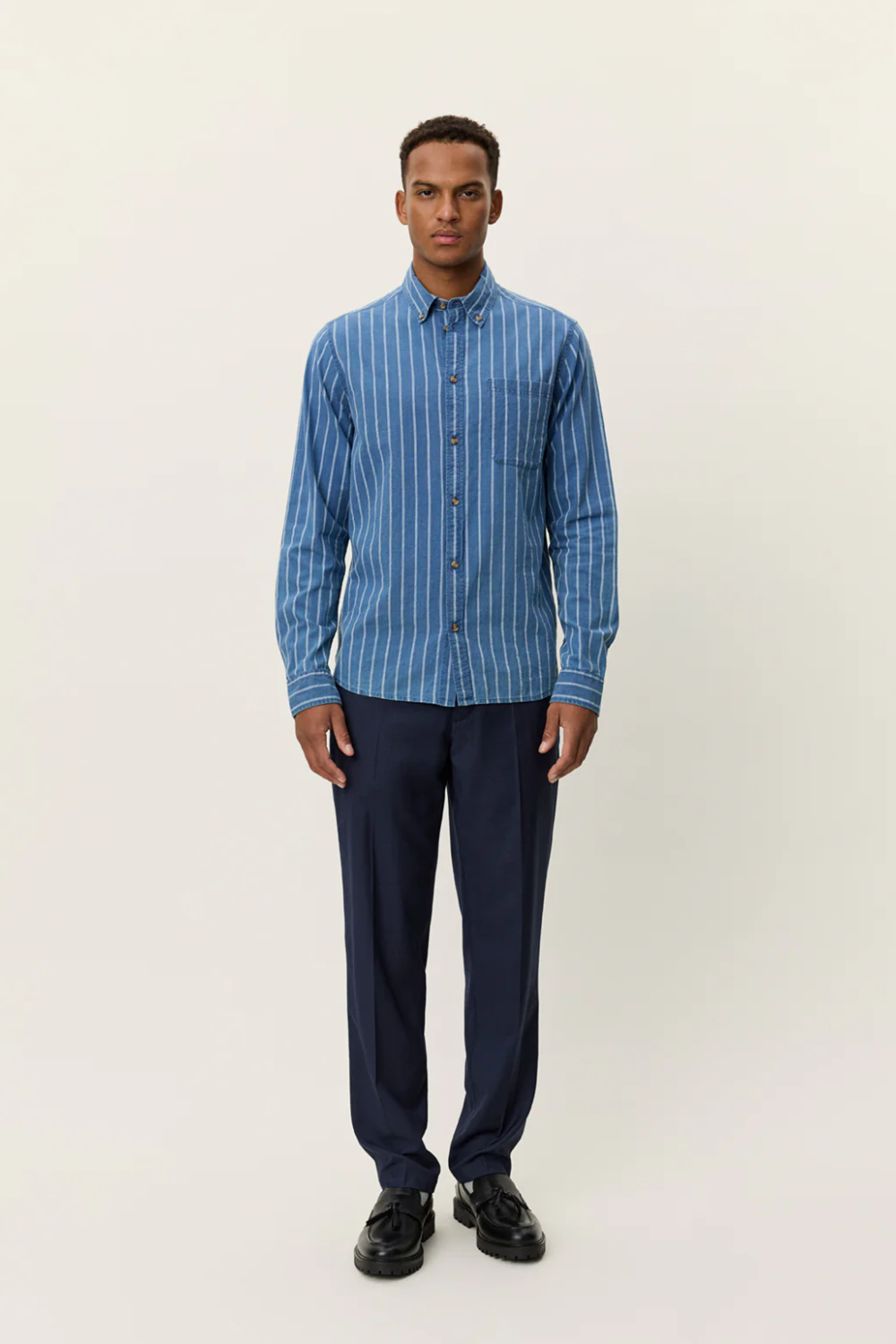 LES DEUX KASH INDIGO STRIPE L/S SHIRT 1000951