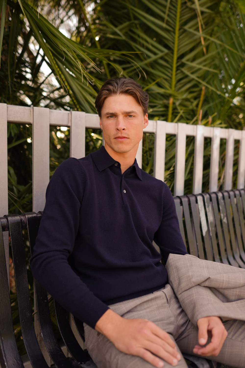 HARDY AMIES PURE MERINO WOOL L/S POLO