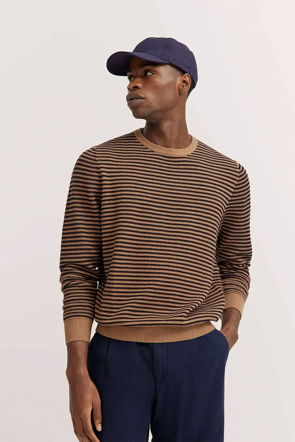 BUGATTI COTTON STRIPE CREWNECK L/S KNIT 7400