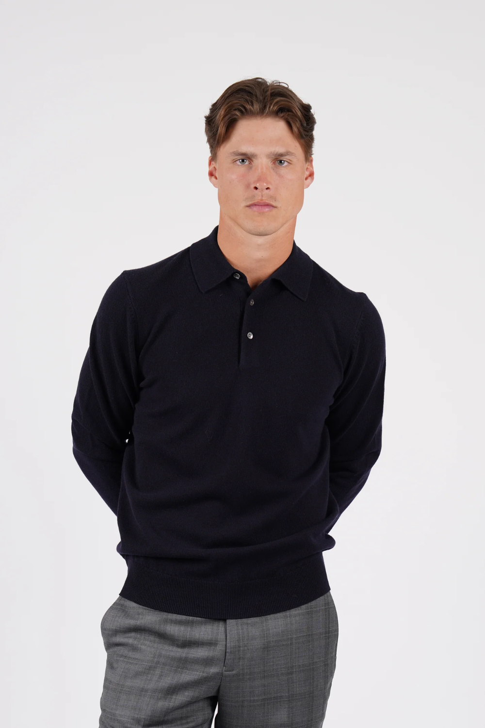 HARDY AMIES PURE MERINO WOOL L/S POLO