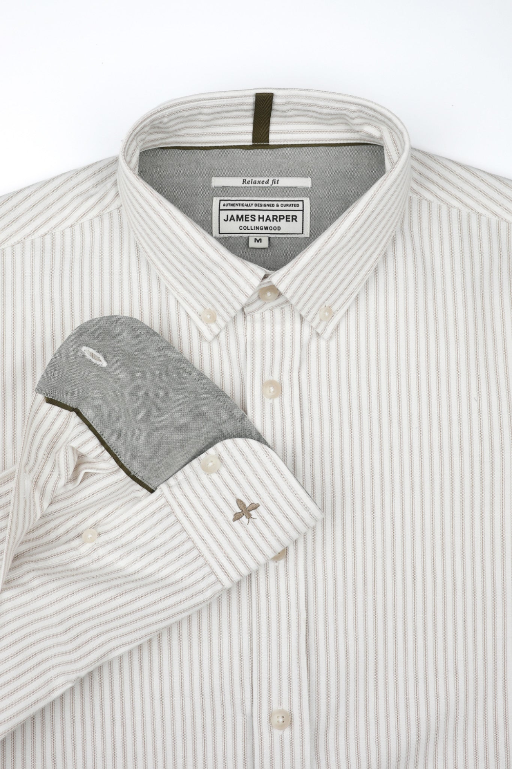 JAMES HARPER STRIPE COTTON OXFORD L/S SHIRT JHS644