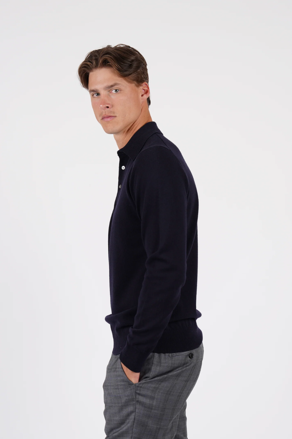 HARDY AMIES PURE MERINO WOOL L/S POLO