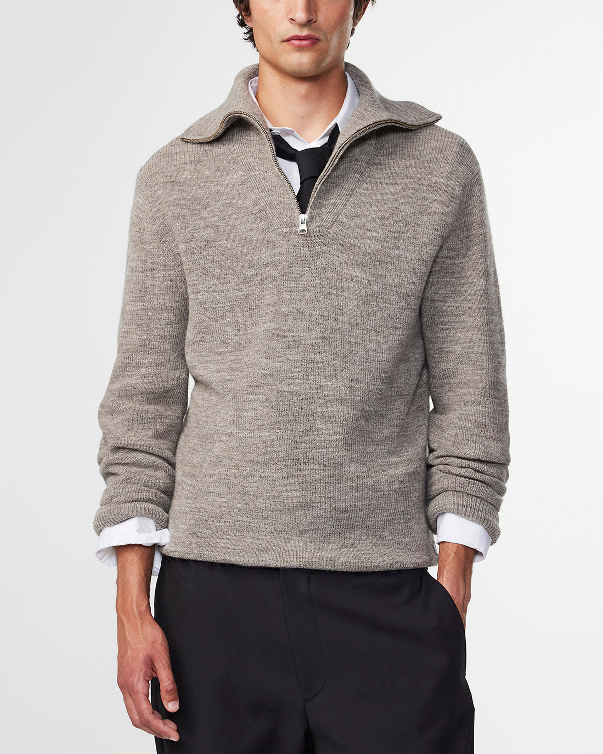 NN07 CARL 1/2 ZIP NECK RIB KNIT 6336