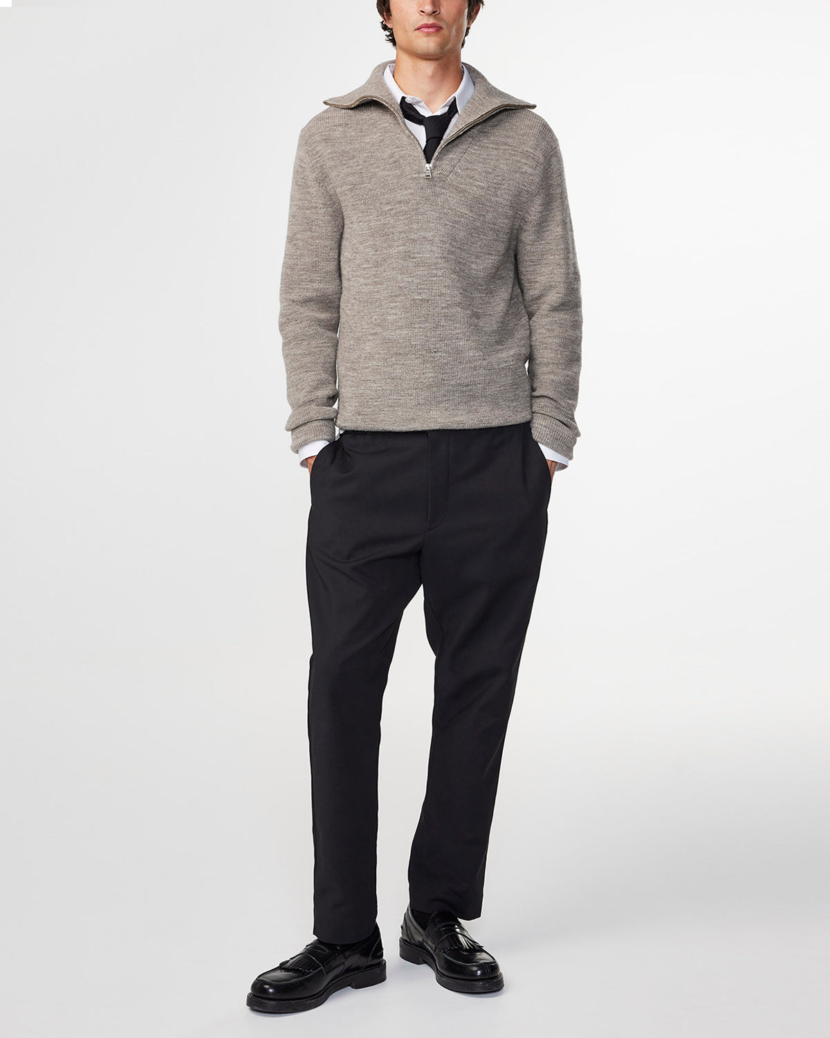 NN07 CARL 1/2 ZIP NECK RIB KNIT 6336