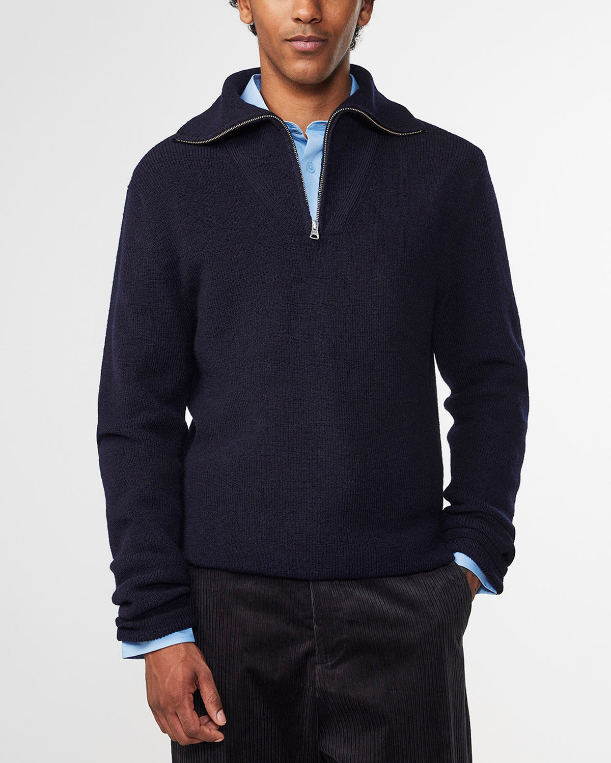 NN07 CARL 1/2 ZIP NECK RIB KNIT 6336