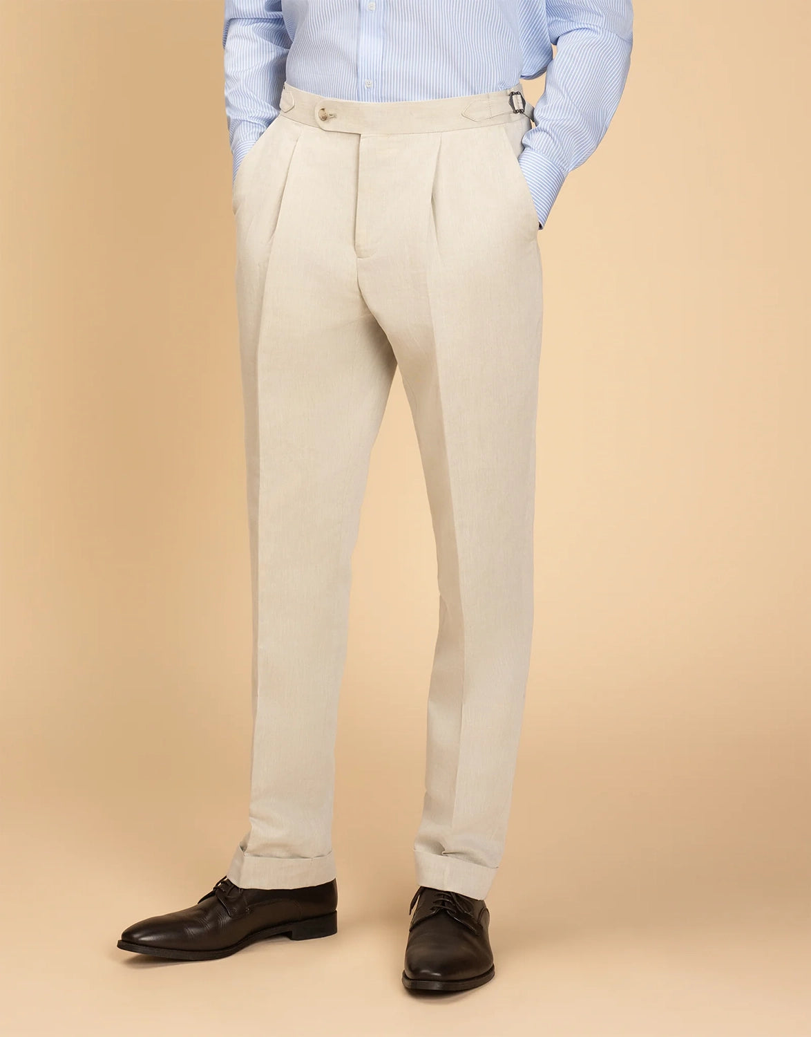 REMBRANDT EVANS LINEN COTTON TAILORED SUIT TROUSER CF9512T
