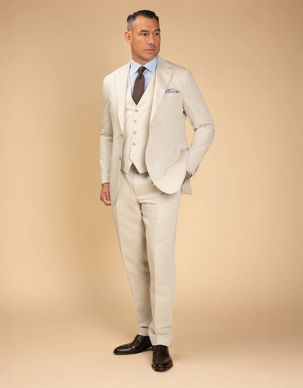 REMBRANDT EVANS LINEN COTTON TAILORED SUIT TROUSER CF9512T