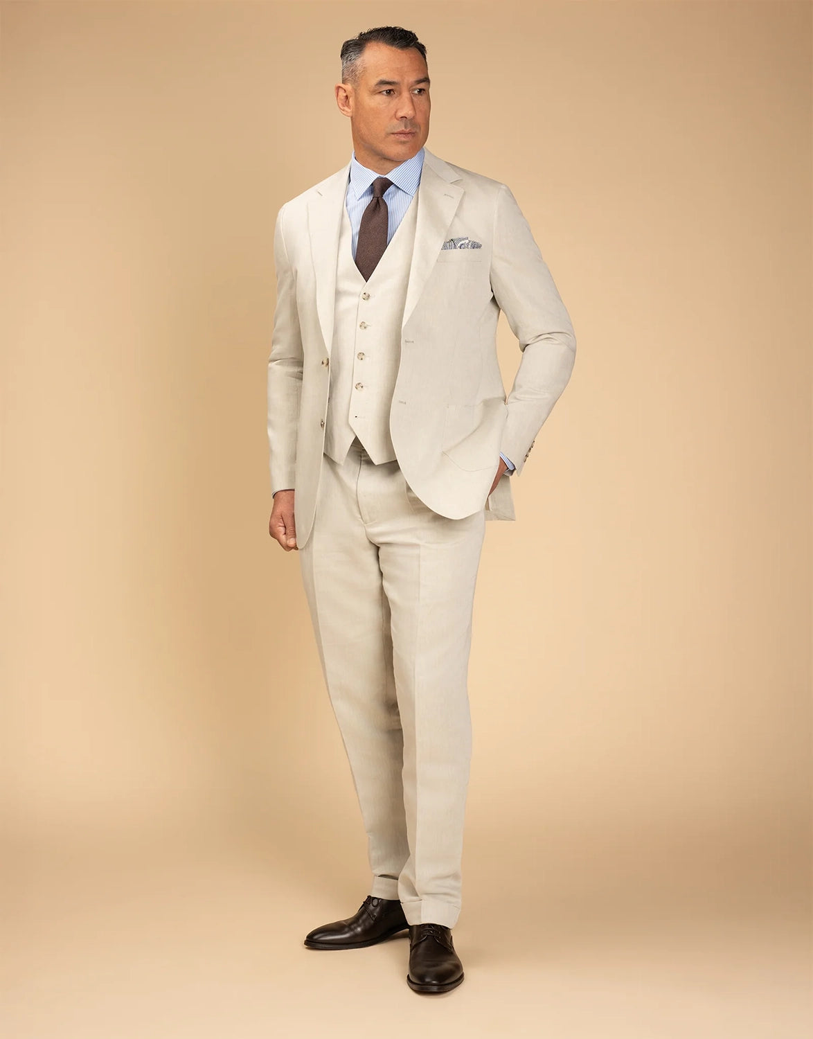 REMBRANDT EVANS LINEN COTTON TAILORED SUIT TROUSER CF9512T