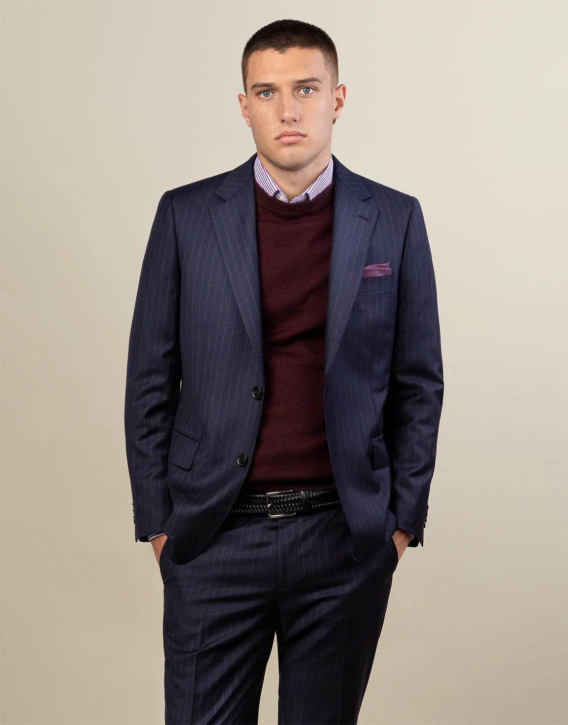 REMBRANDT COOPER REDA WOOL PINSTRIPE SUIT JACKET CI0179