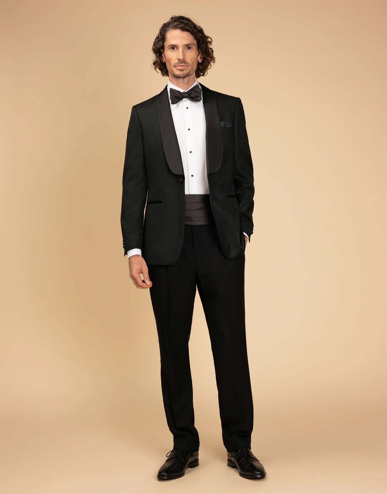 REMBRANDT BRYAN JACQUARD WOOL SHAWL LAPEL TUXEDO JACKET CI1169