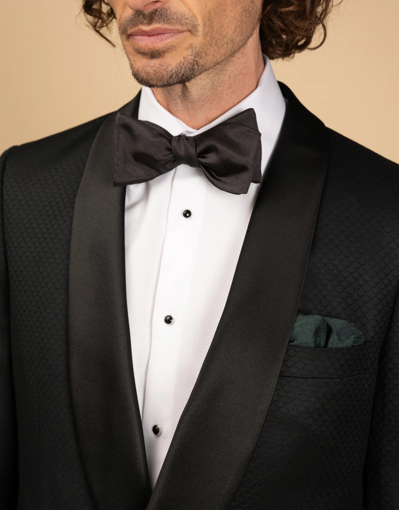 REMBRANDT BRYAN JACQUARD WOOL SHAWL LAPEL TUXEDO JACKET CI1169